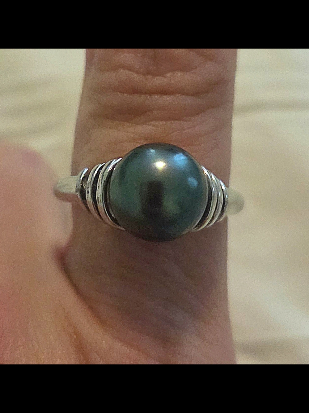 OR Paz Sterling Silver Ring with Dark Teal/Purple Pearl